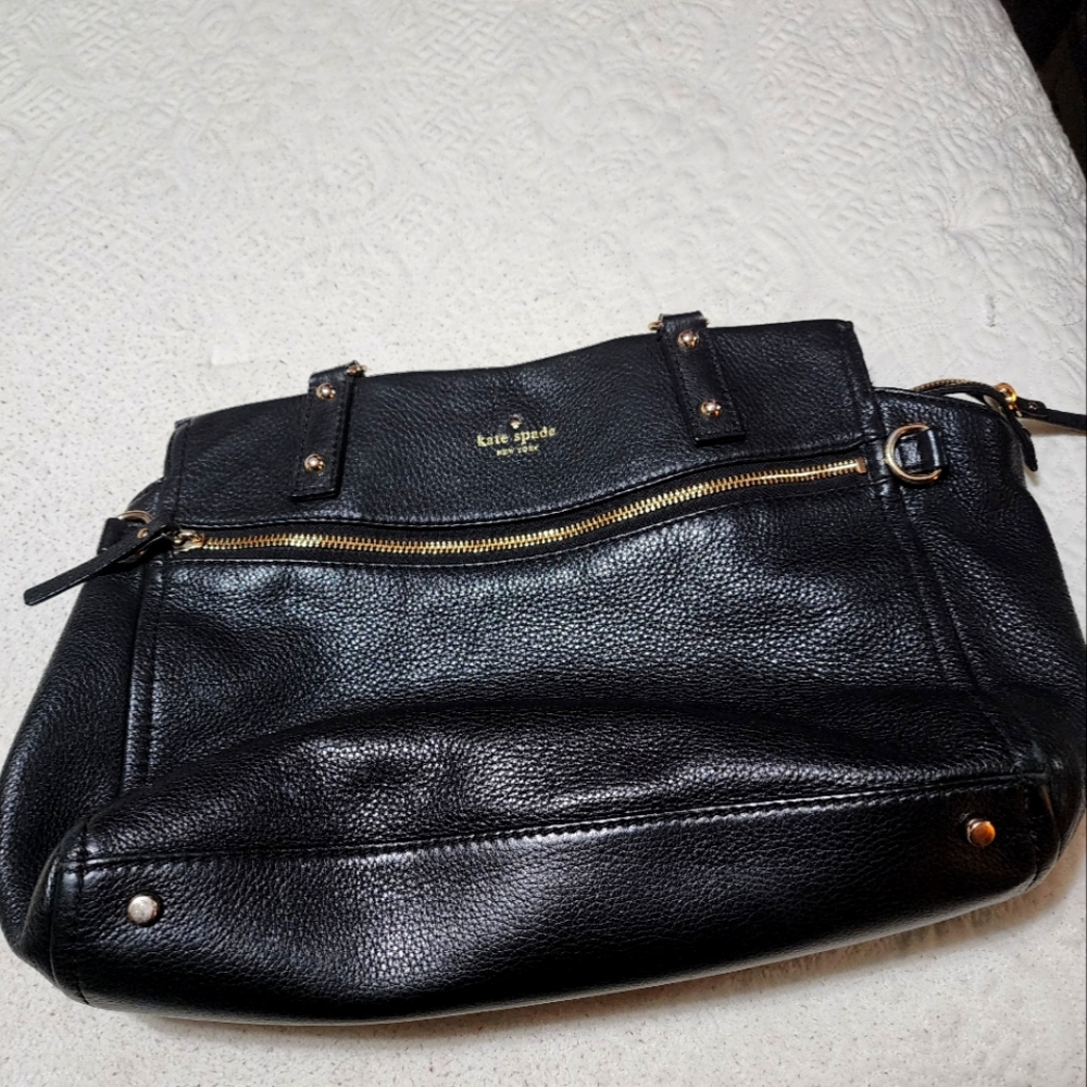 Black leather handbag